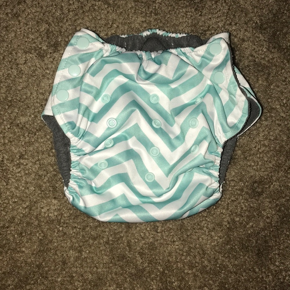 Happy flute teal chevron cloth diaper